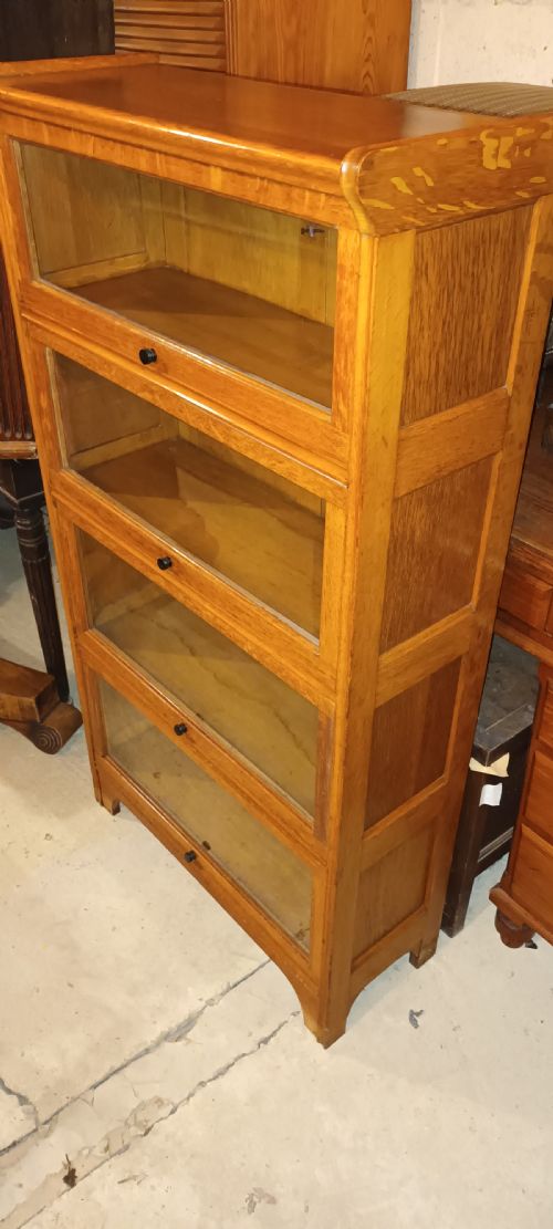 Golden Oak 4 Section Globe Wernicke Style Cabinet.