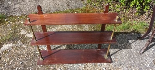Mahogany and Brass Wall Shelves.