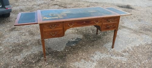 Edwardian Inlaid Mahogany Free Standing Writing Table.