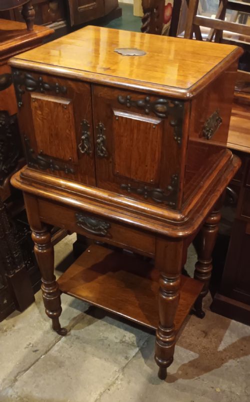 Late Victorian Oak Fitted Cutlery Cabinet with Some Cutlery. By Walker & Hall.
