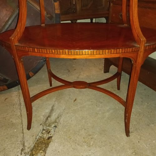 EDWARDIAN INLAID SATINWOOD OVAL 2 TIER ETAGERE TABLE - ADDITIONAL PHOTO 2