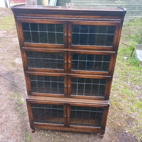 Oak 4 Section Leaded Glazed in the Manner of Minty.