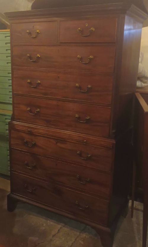 Georgian Tallboy Chest on Chest with a Slide.