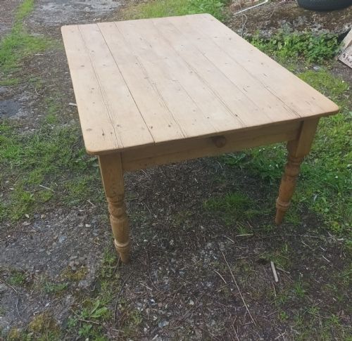 Late Victorian Pine Kitchen Table.