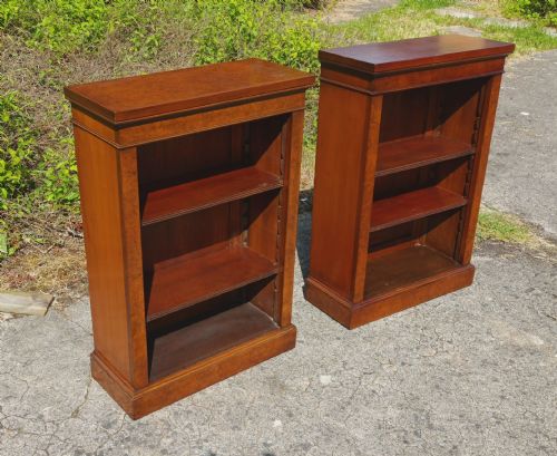 Pair of Small Walnut Open Front Bookcases.
