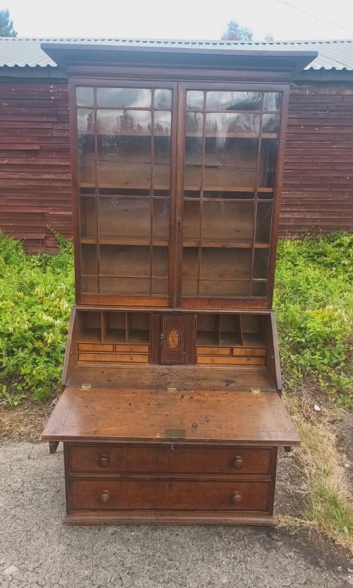 Late Georgian Oak Bureau Bookcase.