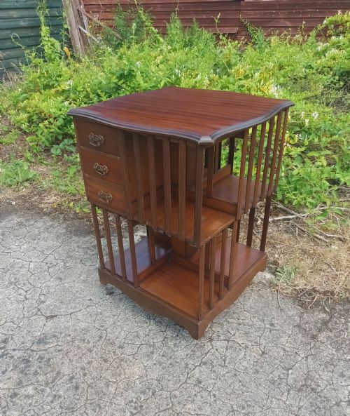 Edwardian Revolving Bookcase Fitted with Drawers.