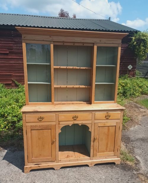 Mid Victorian Pine Farmhouse Kitchen Dresser.