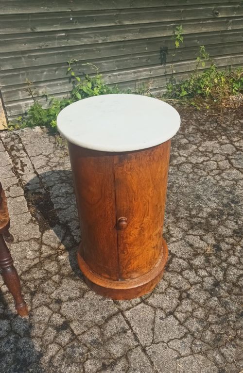 Victorian Burr Walnut Cylindrical Pot Cupboard