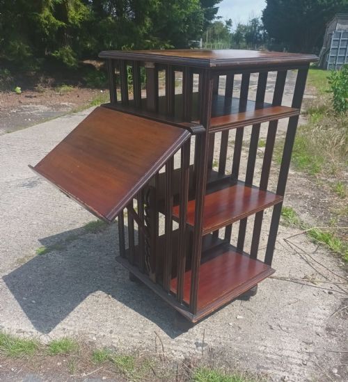 Early 20th Century Revolving Bookcase with Adjustable Reading Slope.