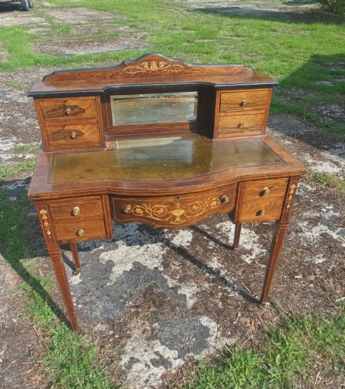Edwardian Inlaid Rosewood Writing Table.