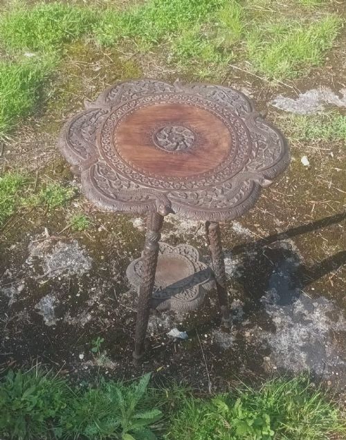 Carved 19th Century Anglo Indian Occasional Table