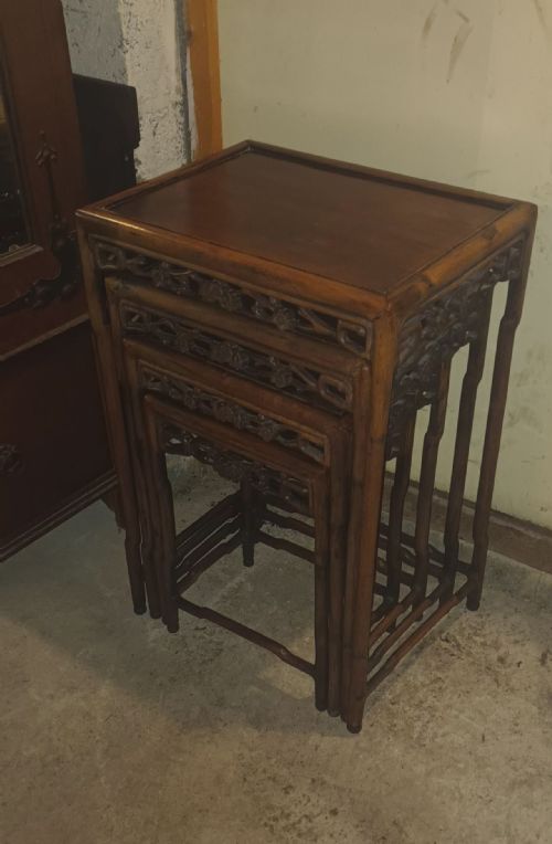 Nest of 4 Carved Chinese Tables