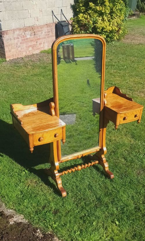 UNUSUAL VICTORIAN SATINBIRCH CHEVAL DRESSING TABLE - ADDITIONAL PHOTO 3