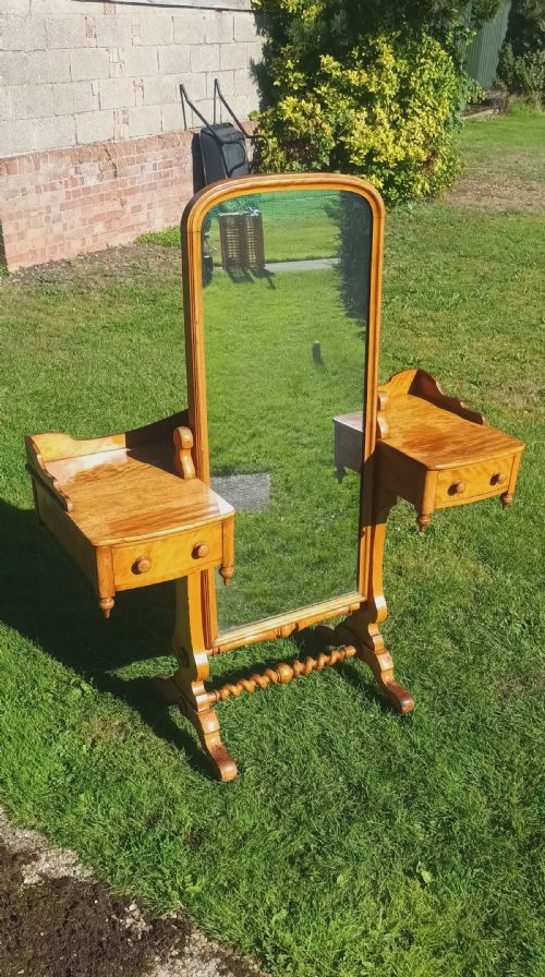 UNUSUAL VICTORIAN SATINBIRCH CHEVAL DRESSING TABLE - ADDITIONAL PHOTO 4