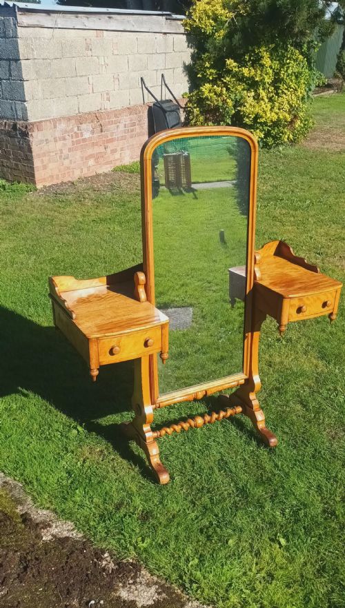 UNUSUAL VICTORIAN SATINBIRCH CHEVAL DRESSING TABLE - ADDITIONAL PHOTO 5