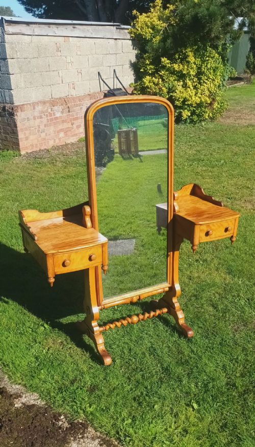 UNUSUAL VICTORIAN SATINBIRCH CHEVAL DRESSING TABLE - ADDITIONAL PHOTO 6