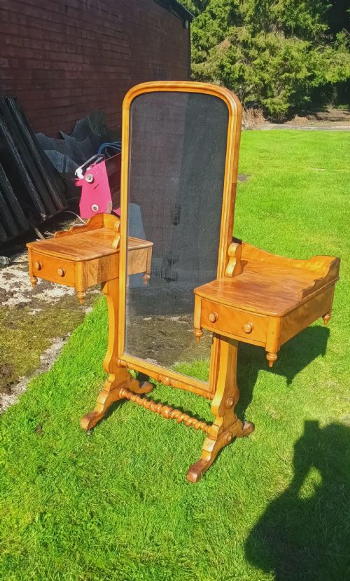 UNUSUAL VICTORIAN SATINBIRCH CHEVAL DRESSING TABLE - ADDITIONAL PHOTO 7