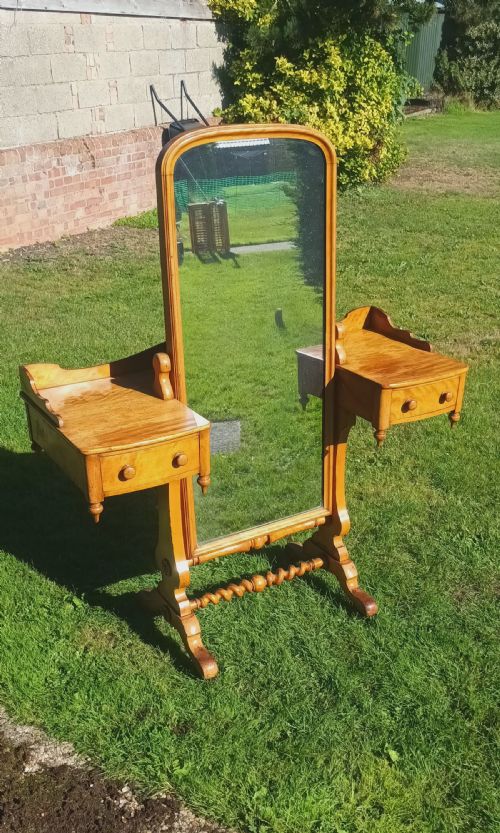 UNUSUAL VICTORIAN SATINBIRCH CHEVAL DRESSING TABLE - ADDITIONAL PHOTO 9