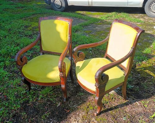 Pair of 19th Century French Fauteuil Armchairs.