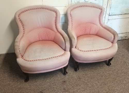 Pair of Upholstered Bedroom Tub Chairs of Good Size.