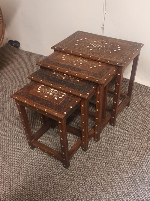Nest of 4 Bone Inlaid Anglo Indian Tables.