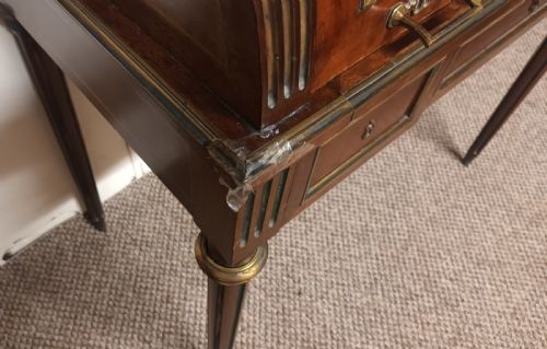 FRENCH MAHOGANY BRASS MOUNTED CYLINDER BUREAU - ADDITIONAL PHOTO 7