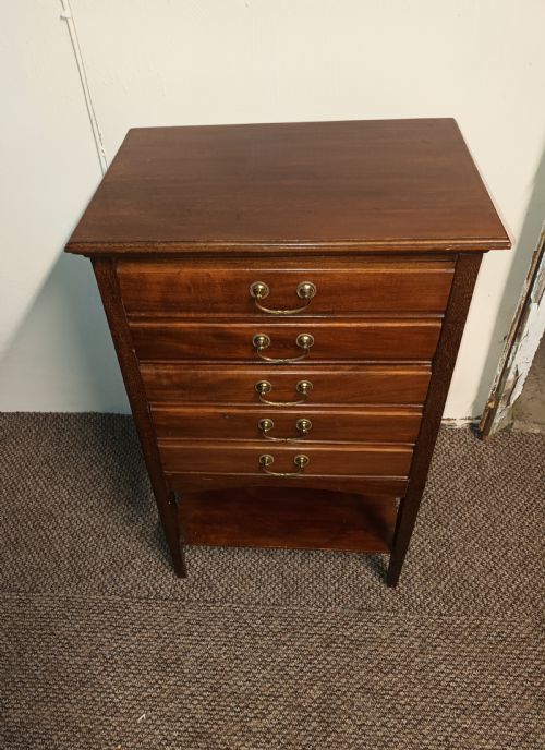 Edwardian Mahogany 5 Drawer Office Filing Chest