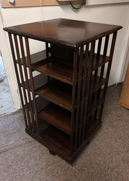 LARGE EDWARDIAN MAHOGANY REVOLVING BOOKCASE BY HEALS - ADDITIONAL PHOTO 2