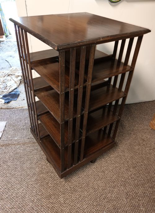 LARGE EDWARDIAN MAHOGANY REVOLVING BOOKCASE BY HEALS - ADDITIONAL PHOTO 3