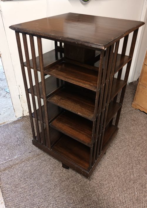 LARGE EDWARDIAN MAHOGANY REVOLVING BOOKCASE BY HEALS - ADDITIONAL PHOTO 4