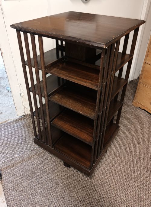LARGE EDWARDIAN MAHOGANY REVOLVING BOOKCASE BY HEALS - ADDITIONAL PHOTO 5