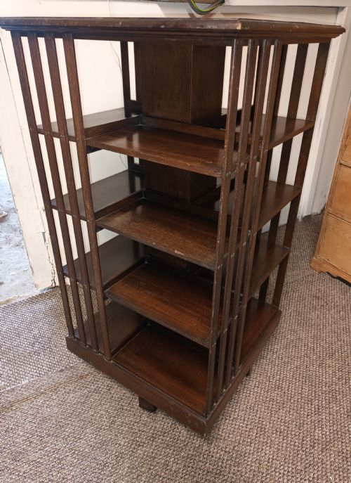 LARGE EDWARDIAN MAHOGANY REVOLVING BOOKCASE BY HEALS - ADDITIONAL PHOTO 7