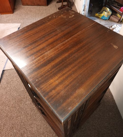 LARGE EDWARDIAN MAHOGANY REVOLVING BOOKCASE BY HEALS - ADDITIONAL PHOTO 8
