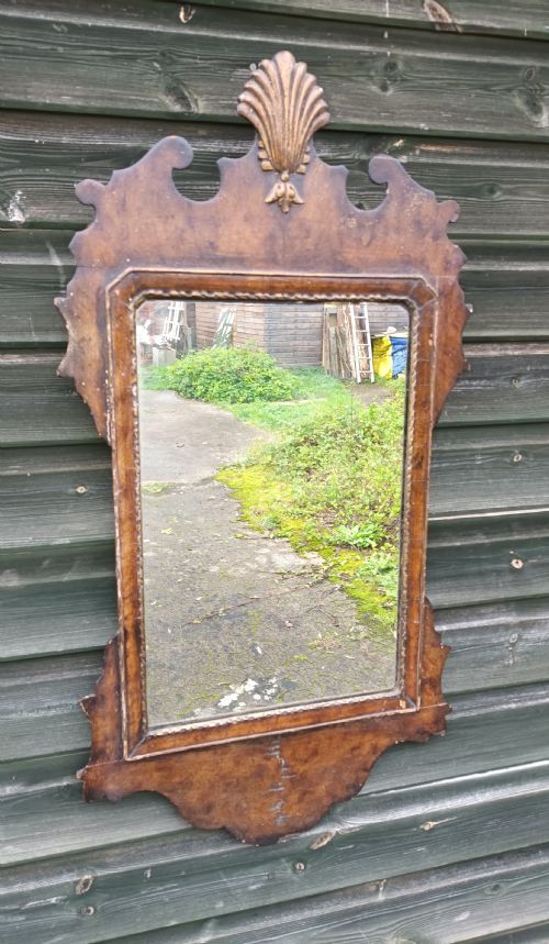 Queen Anne Style Walnut Wall Mirror.
