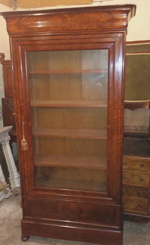 19th Century French Mahogany Bookcase Cabinet.