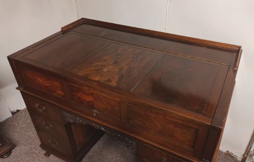 EDWARDIAN KNEEHOLE PEDESTAL WRITING DESK - ADDITIONAL PHOTO 2