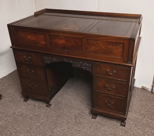 EDWARDIAN KNEEHOLE PEDESTAL WRITING DESK - ADDITIONAL PHOTO 3
