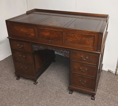 EDWARDIAN KNEEHOLE PEDESTAL WRITING DESK - ADDITIONAL PHOTO 4
