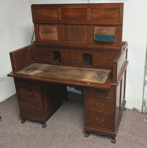 EDWARDIAN KNEEHOLE PEDESTAL WRITING DESK - ADDITIONAL PHOTO 6