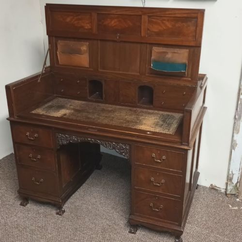 EDWARDIAN KNEEHOLE PEDESTAL WRITING DESK - ADDITIONAL PHOTO 7