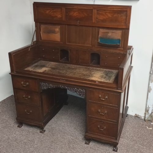 EDWARDIAN KNEEHOLE PEDESTAL WRITING DESK - ADDITIONAL PHOTO 8