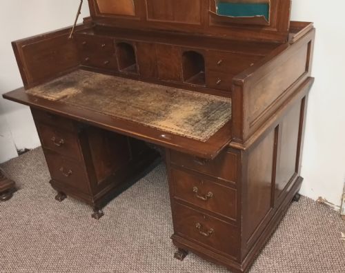 EDWARDIAN KNEEHOLE PEDESTAL WRITING DESK - ADDITIONAL PHOTO 9