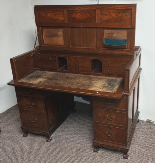 EDWARDIAN KNEEHOLE PEDESTAL WRITING DESK - ADDITIONAL PHOTO 11