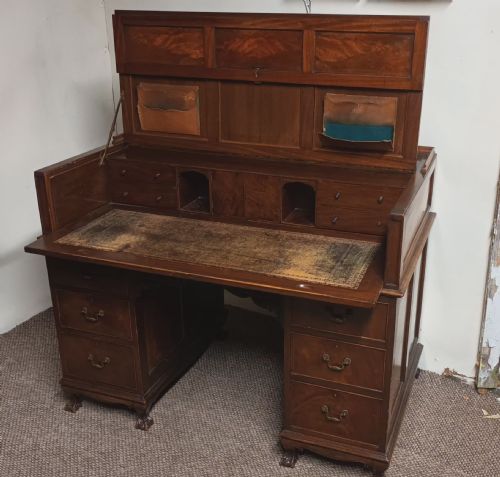 EDWARDIAN KNEEHOLE PEDESTAL WRITING DESK - ADDITIONAL PHOTO 12