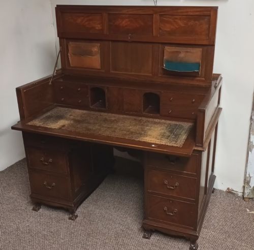 EDWARDIAN KNEEHOLE PEDESTAL WRITING DESK - ADDITIONAL PHOTO 13