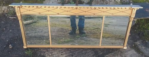 19th Century Triple Plate Overmantel Mirror.