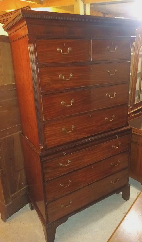 Late Georgian Tallboy Chest on Chest with Brushing Slide.