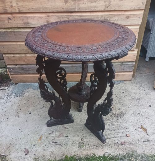Carved Burmese Occasional Table.