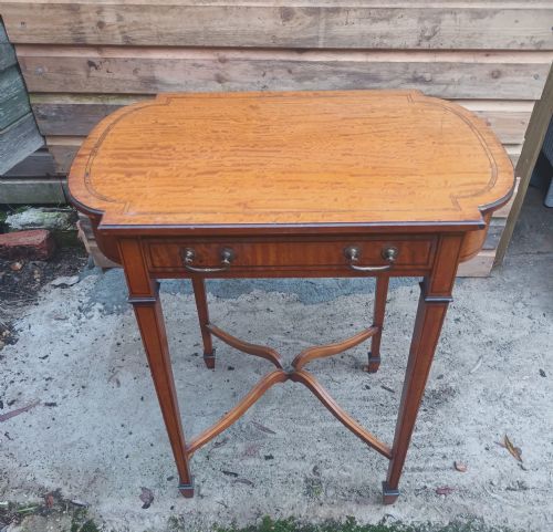 Edwardian Inlaid Satinwood Single Drawer Occasional Table.